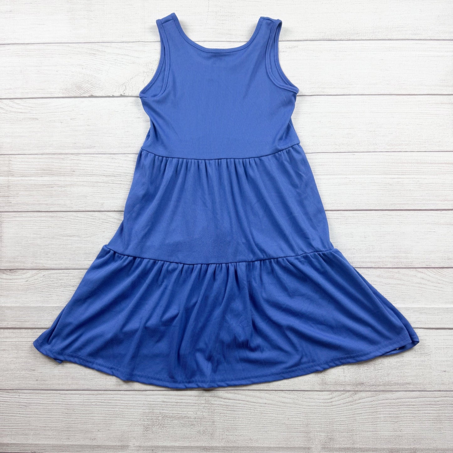 Picapino Girls Tiered Sleeveless Blue Midi Dress Polyester Spandex Blend 12