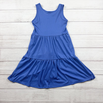 Picapino Girls Tiered Sleeveless Blue Midi Dress Polyester Spandex Blend 12