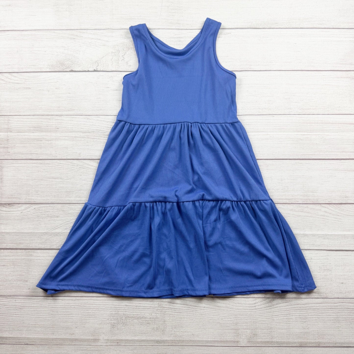 Picapino Girls Tiered Sleeveless Blue Midi Dress Polyester Spandex Blend 12