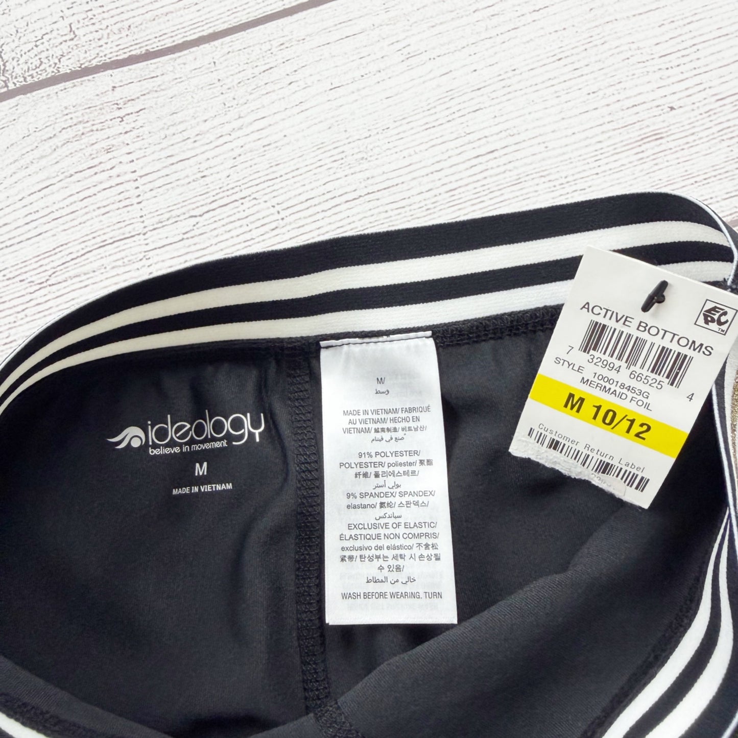 Ideology Metallic Mermaid Foil Active Leggings Black Iridescent NWT M 10-12