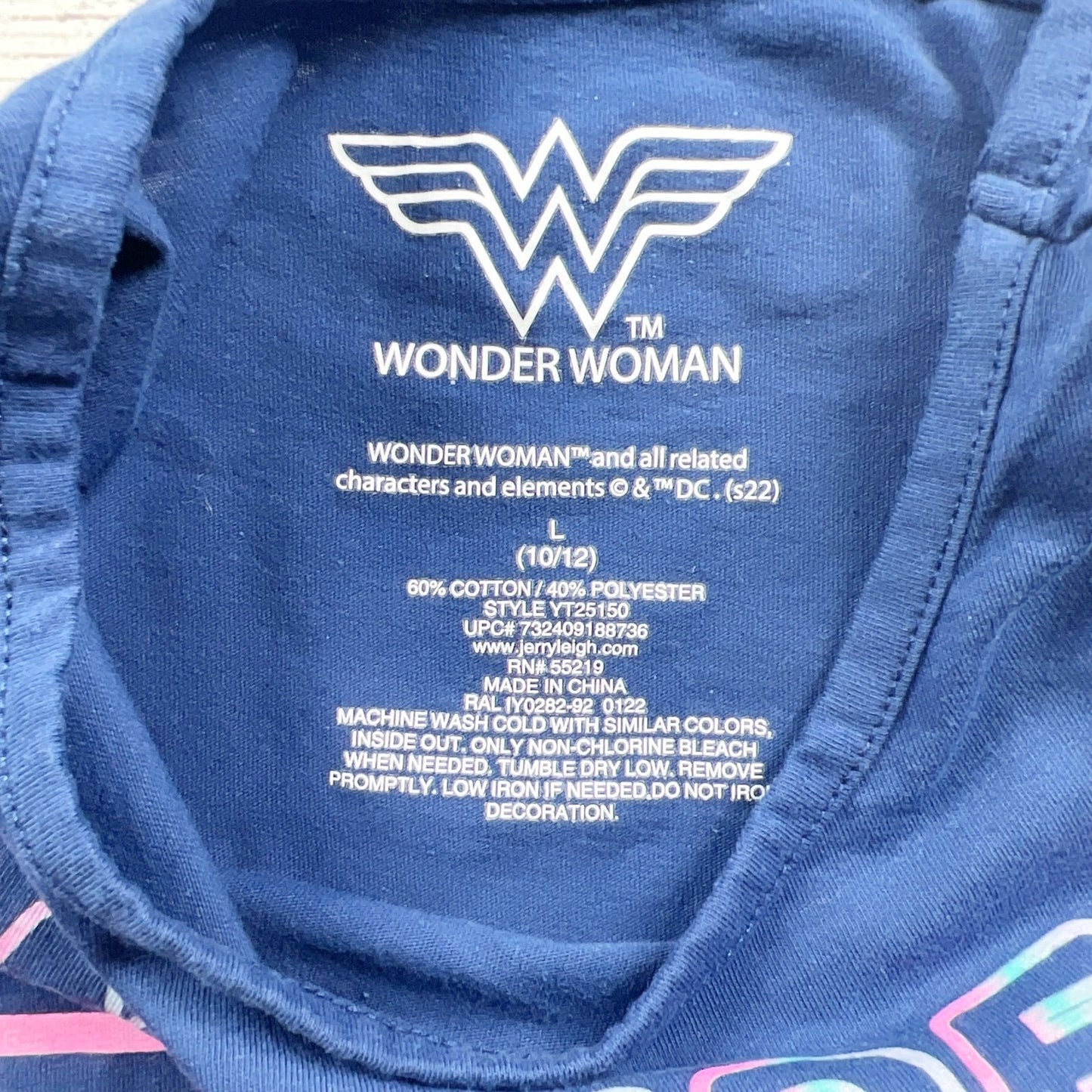 Wonder Woman Girls Graphic T-Shirt Short Sleeve DC Comics Tee L 10-12