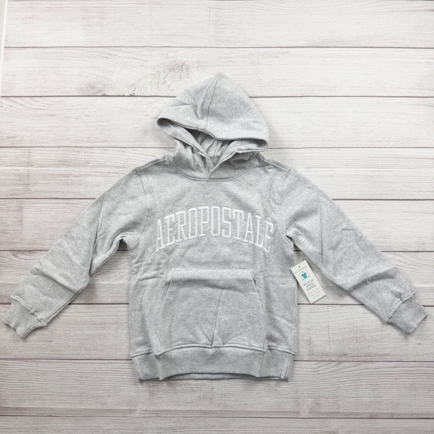 Aeropostale Kids Hoodie Gray Pullover Sweatshirt Fleece Lined Logo NWT 5-6