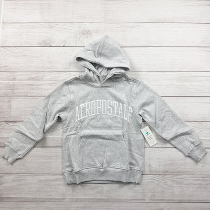 Aeropostale Kids Hoodie Gray Pullover Sweatshirt Fleece Lined Logo NWT 5-6