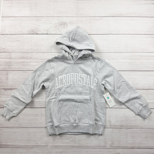 Aeropostale Kids Hoodie Gray Pullover Sweatshirt Fleece Lined Logo NWT 5-6