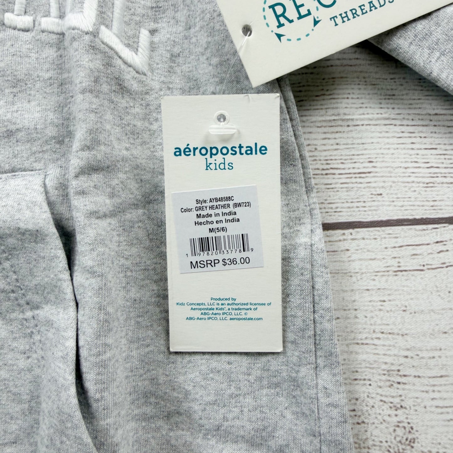 Aeropostale Kids Hoodie Gray Pullover Sweatshirt Fleece Lined Logo NWT 5-6