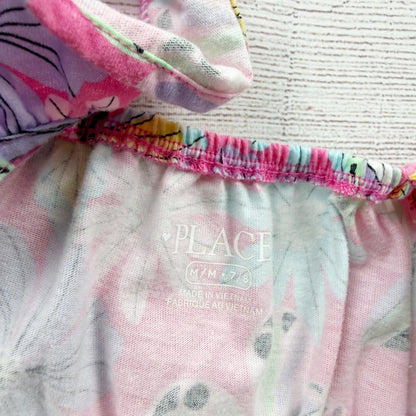 The Children’s Place Girls Sleeveless Butterfly Print Pink Romper M 7-8