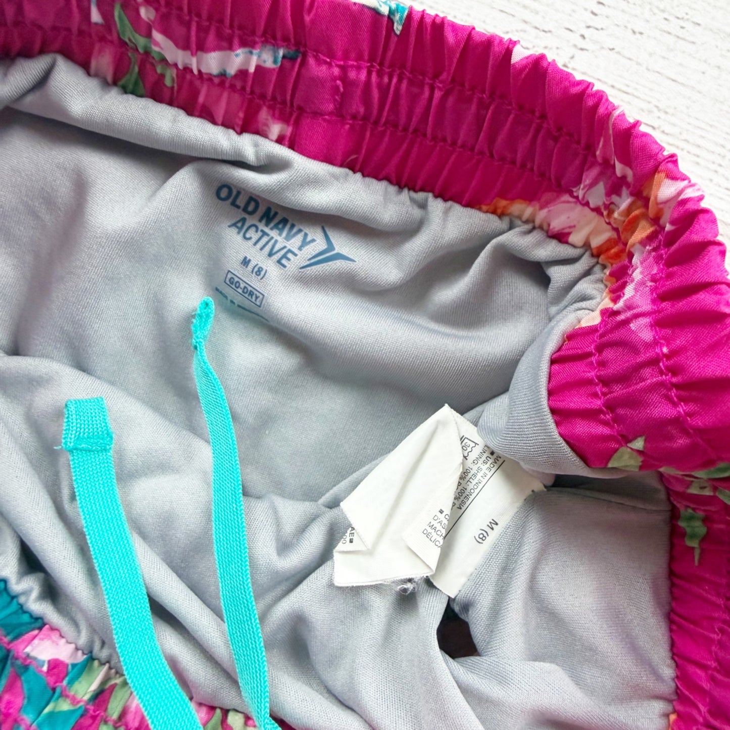 Old Navy Girls Active Floral Print Shorts Go-Dry Technology M 8