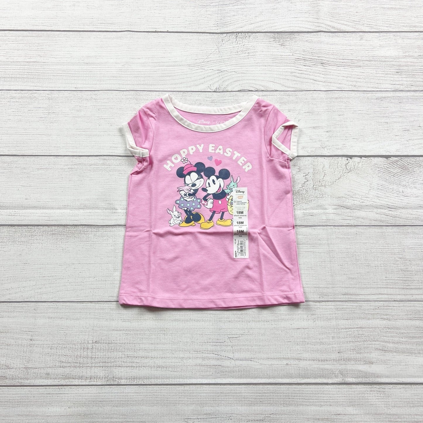Disney Jumping Beans Baby Girl Easter “Hoppy Easter” Minnie Mickey Tee NWT 18 Months
