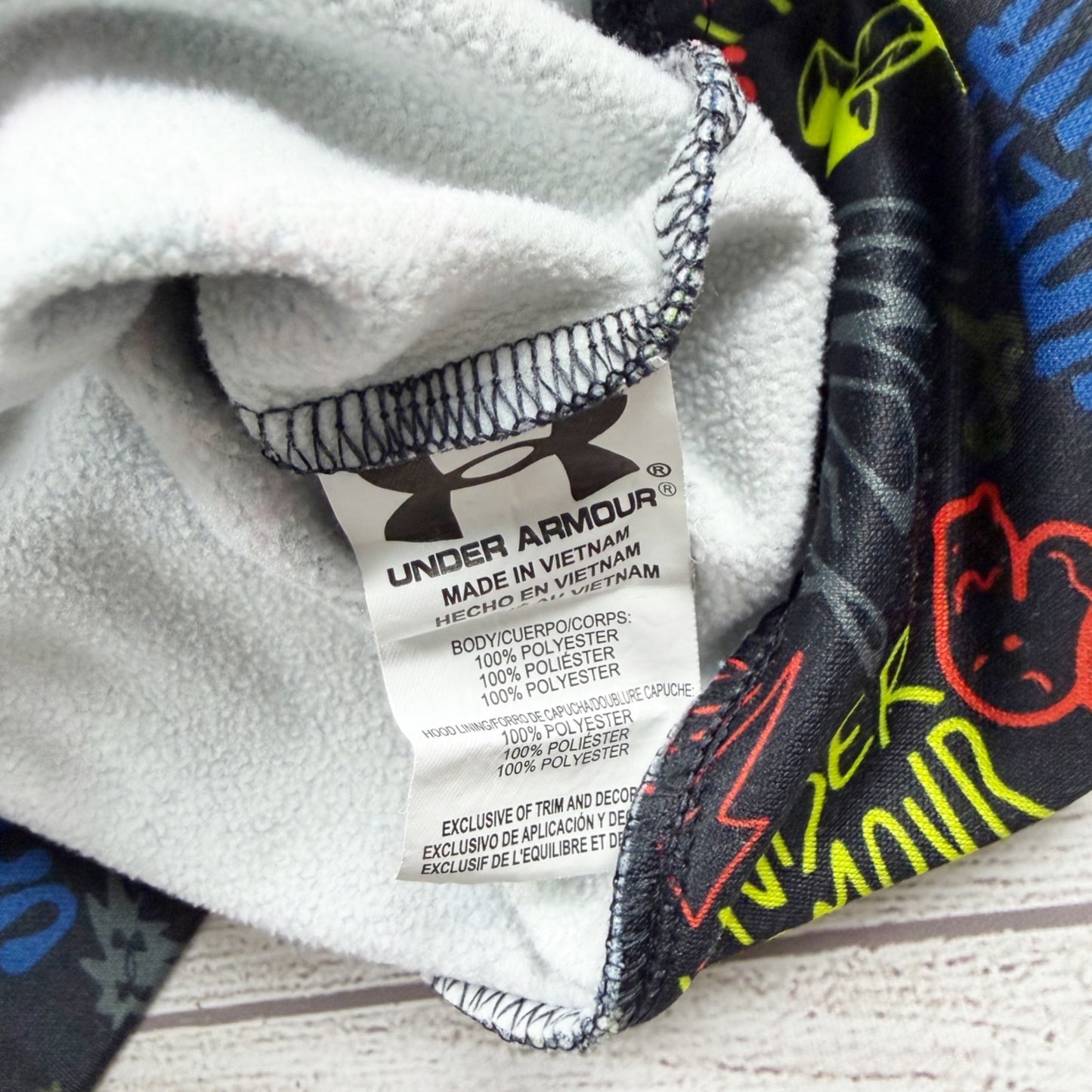 Under Armour Boys Hoodie Black Multi Graphic Print Pullover Sweatshirt 7