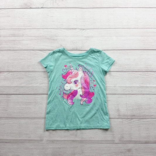 The Children’s Place Girls Mint Green Short Sleeve Unicorn Graphic T-Shirt 5T