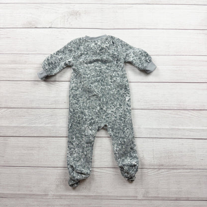 Nike Baby Fleece Footed Pajamas Gray White Zip Up 3-6 Months