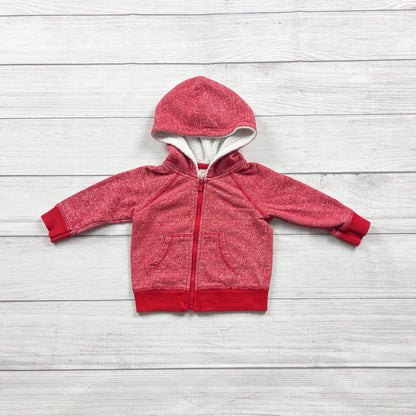 Baby Cat & Jack Red Zip Up Sherpa Lined Hooded Sweatshirt Jacket 6-9 Months