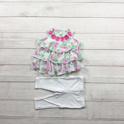 Kids Headquarters Baby Girl 2 Piece Outfit Floral Tunic Top Leggings 6-9 Months