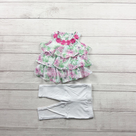 Kids Headquarters Baby Girl 2 Piece Outfit Floral Tunic Top Leggings 6-9 Months
