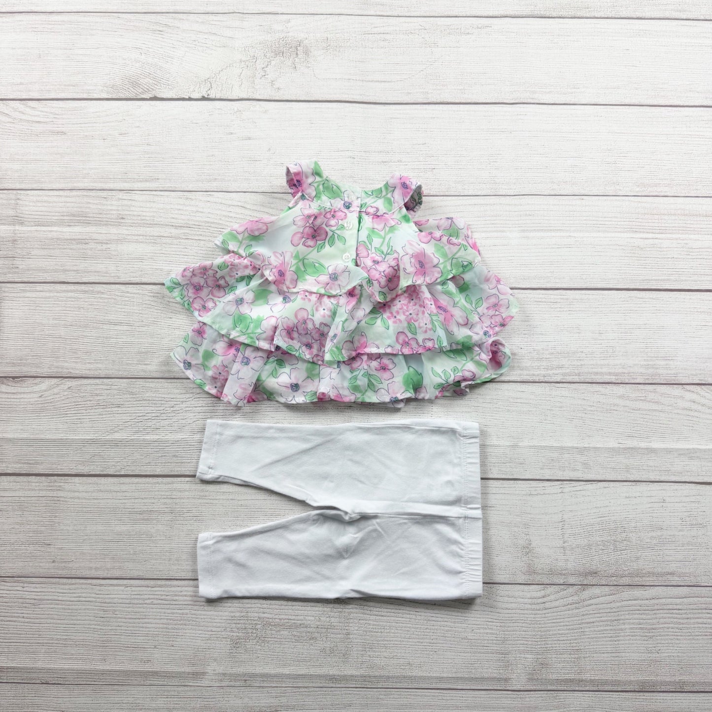 Kids Headquarters Baby Girl 2 Piece Outfit Floral Tunic Top Leggings 6-9 Months