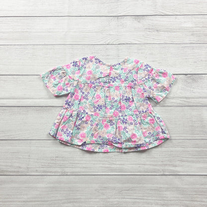 Okie Dokie Baby Toddler Girl Floral Peplum Top Short Sleeve 18 Months