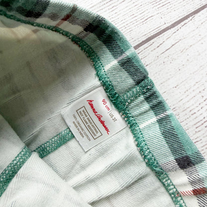 Hanna Andersson Toddler Pajama Set Green Plaid 2pc Long Sleeve PJ Set 3T