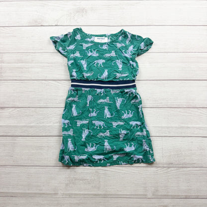 Old Navy Girls Green Cheetah Print Dress Elastic Waist Lightweight Casual XS 5