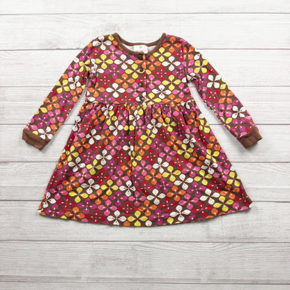 Hanna Andersson Girls Brown Floral Long Sleeve Button Cotton Dress 110 5