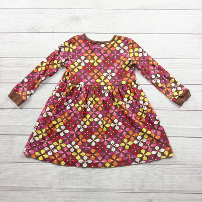 Hanna Andersson Girls Brown Floral Long Sleeve Button Cotton Dress 110 5