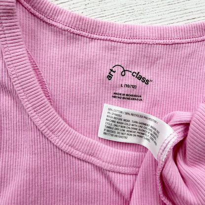 Art Class Kids Pink Ribbed Sleeveless Tank Dress Soft Blend L 10-12