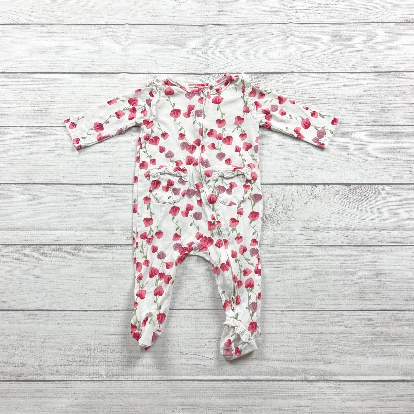 Jessica Simpson Infant Girls Floral Footed Sleeper Pajamas 3-6 Months