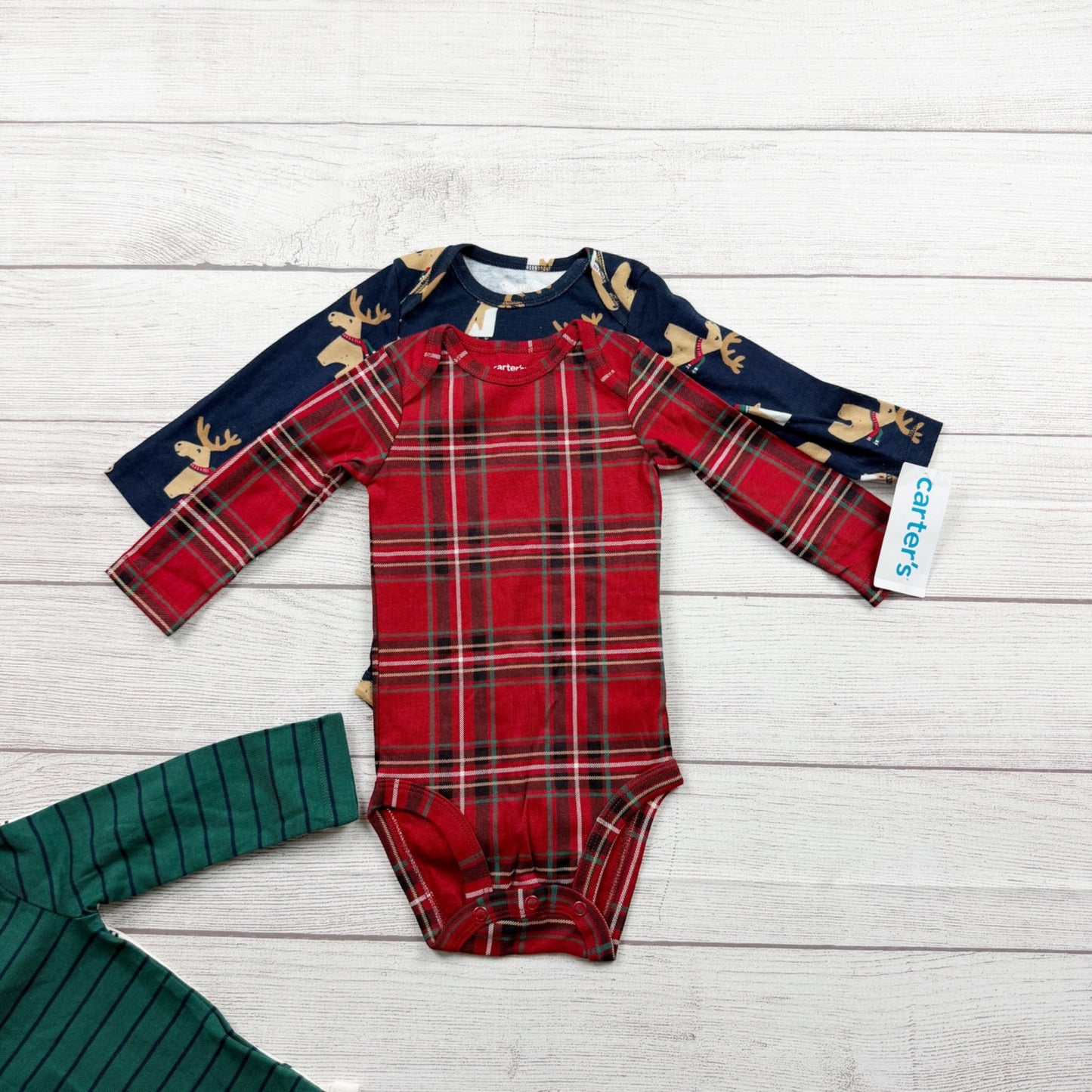 Carter’s Baby Boys Long Sleeve Bodysuits Penguin Moose 4-Pack NWT 3-6 Months