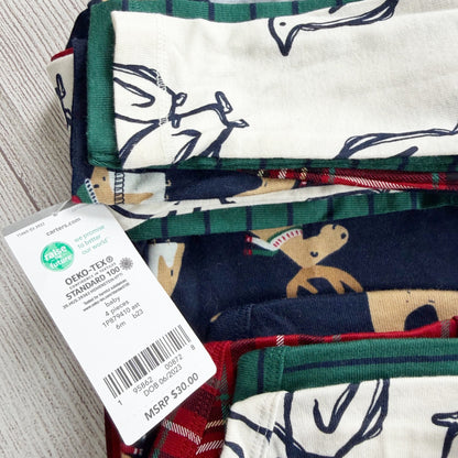 Carter’s Baby Boys Long Sleeve Bodysuits Penguin Moose 4-Pack NWT 3-6 Months