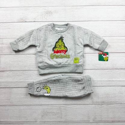 Dr. Seuss The Grinch Baby Holiday Crewneck Sweatsuit Outfit NWT 9-12 Months