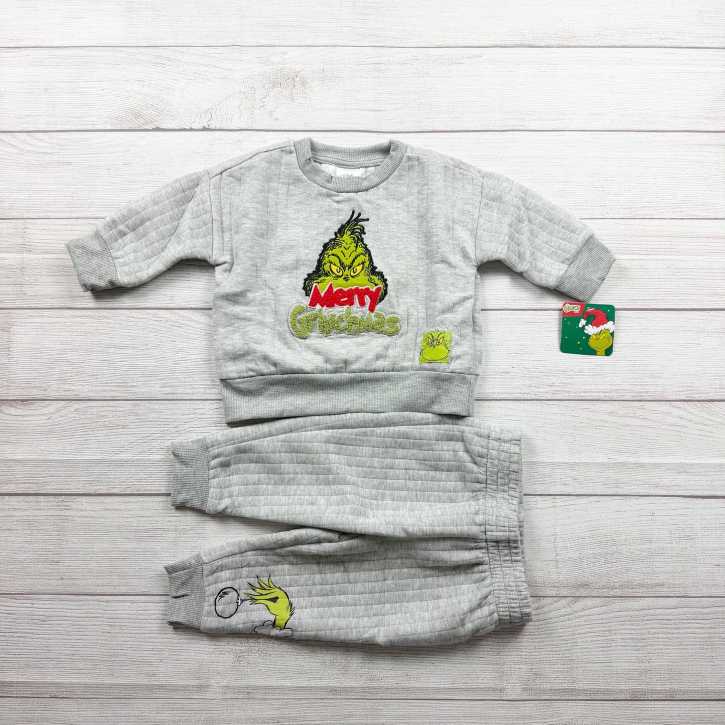 Dr. Seuss The Grinch Baby Holiday Crewneck Sweatsuit Outfit NWT 9-12 Months