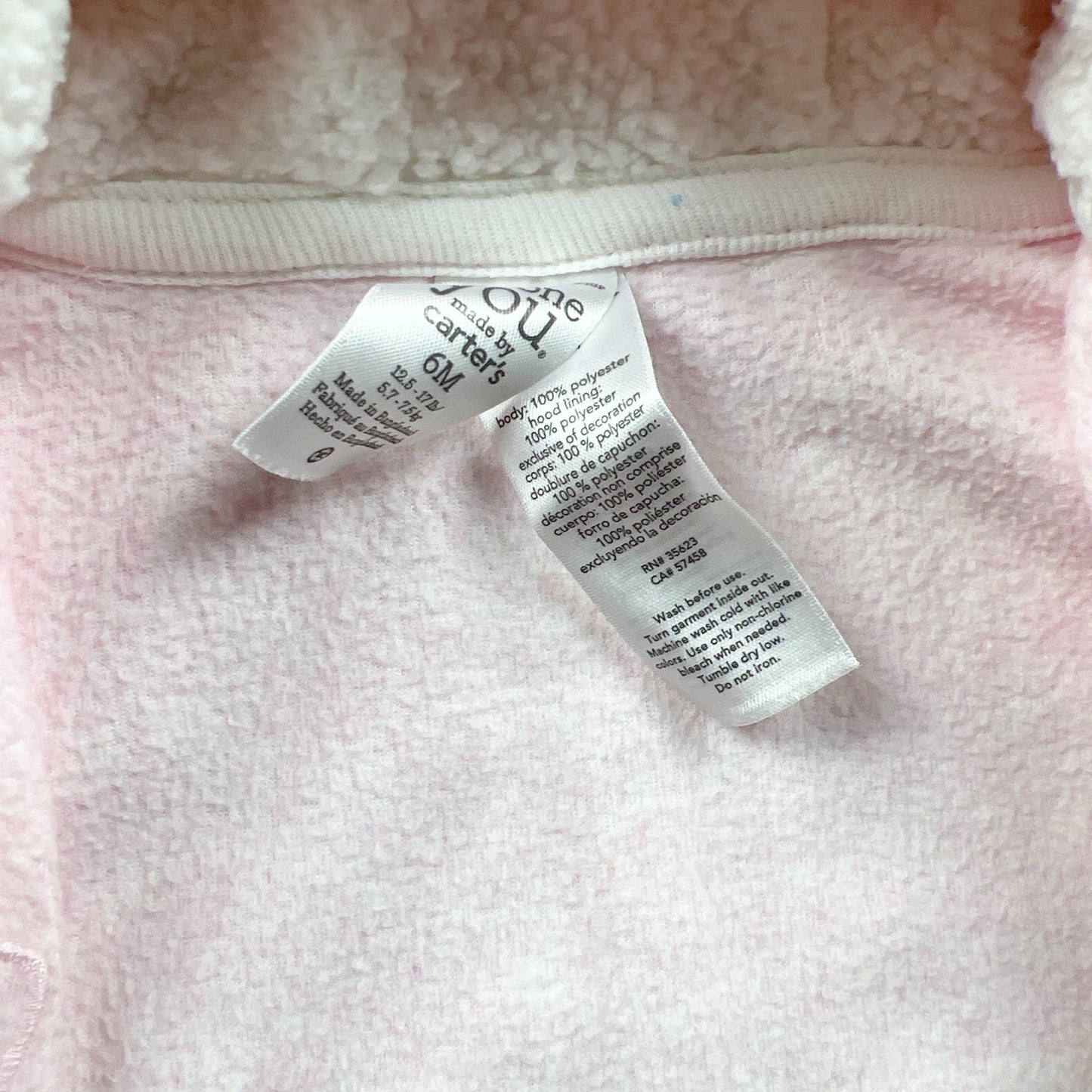 Carter's Baby 2 Piece Pink Hooded Outfit Set Deer Graphic 3-6 Months