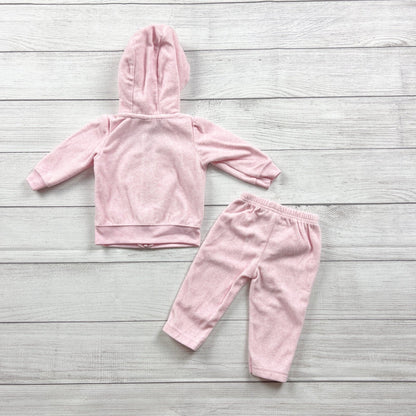 Carter's Baby 2 Piece Pink Hooded Outfit Set Deer Graphic 3-6 Months