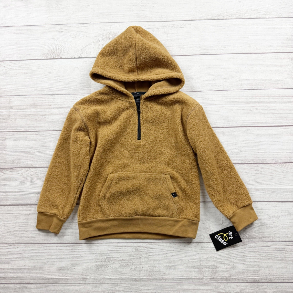Art Class Kids Sherpa Hoodie Brown Pullover Kangaroo Pocket NWT XS 4-5