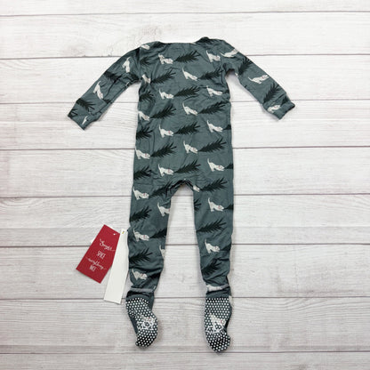 Kickee Pants Baby Footed Pajamas Zip Front Dog Tree Print Gray NWT 18-24 Months