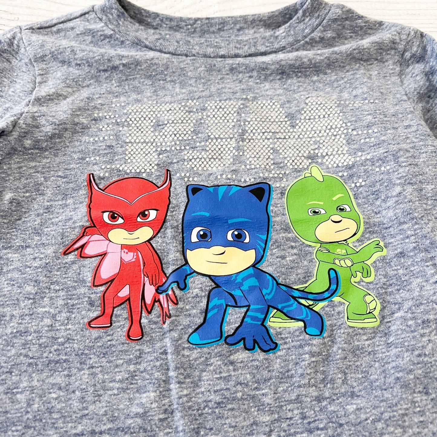 PJ Masks Long Sleeve Shirt Toddler “Hero” Catboy Owlette Gekko Graphic Tee 3T