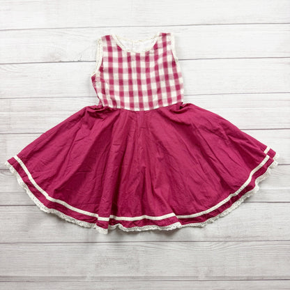 Well Dressed Wolf Girls Pink Plaid Sleeveless Cotton Dress Lace Trim 6
