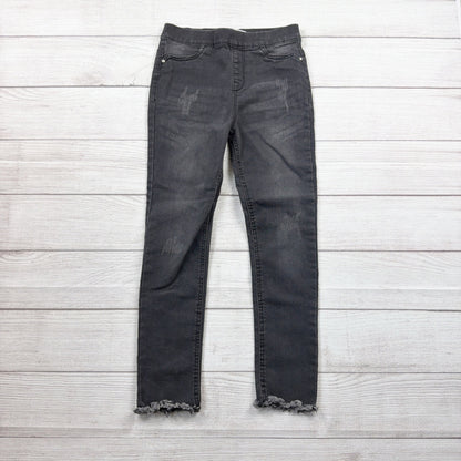 Denim Co Black Distressed Jeggings Girls Elastic Waist Frayed Hem 9-10
