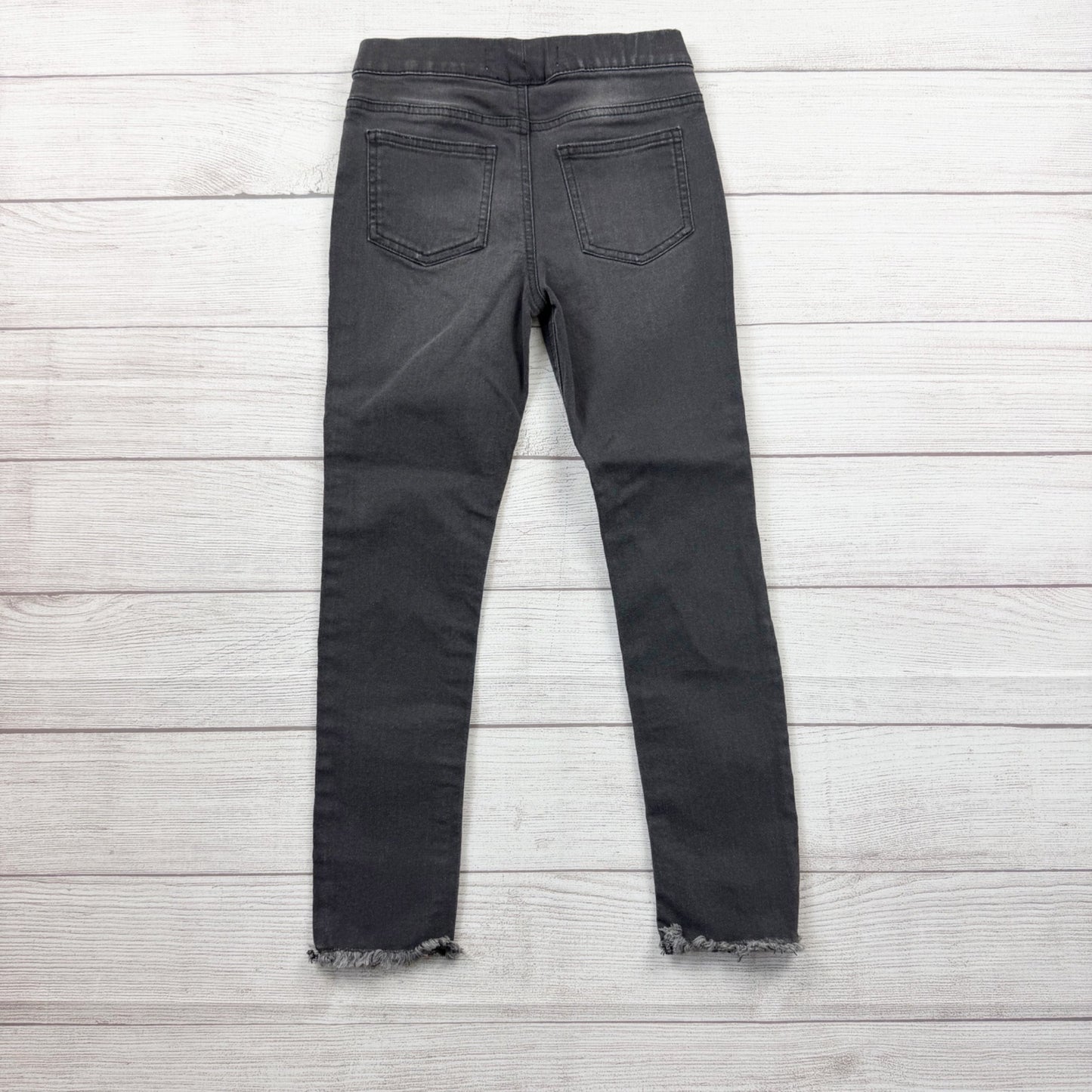 Denim Co Black Distressed Jeggings Girls Elastic Waist Frayed Hem 9-10