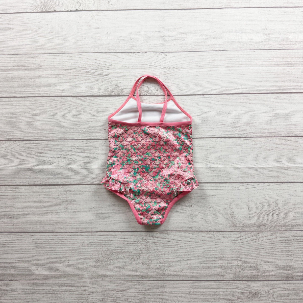 Pink Platinum Baby Girls Mermaid Scale Print One Piece Swimsuit 12-18 Months