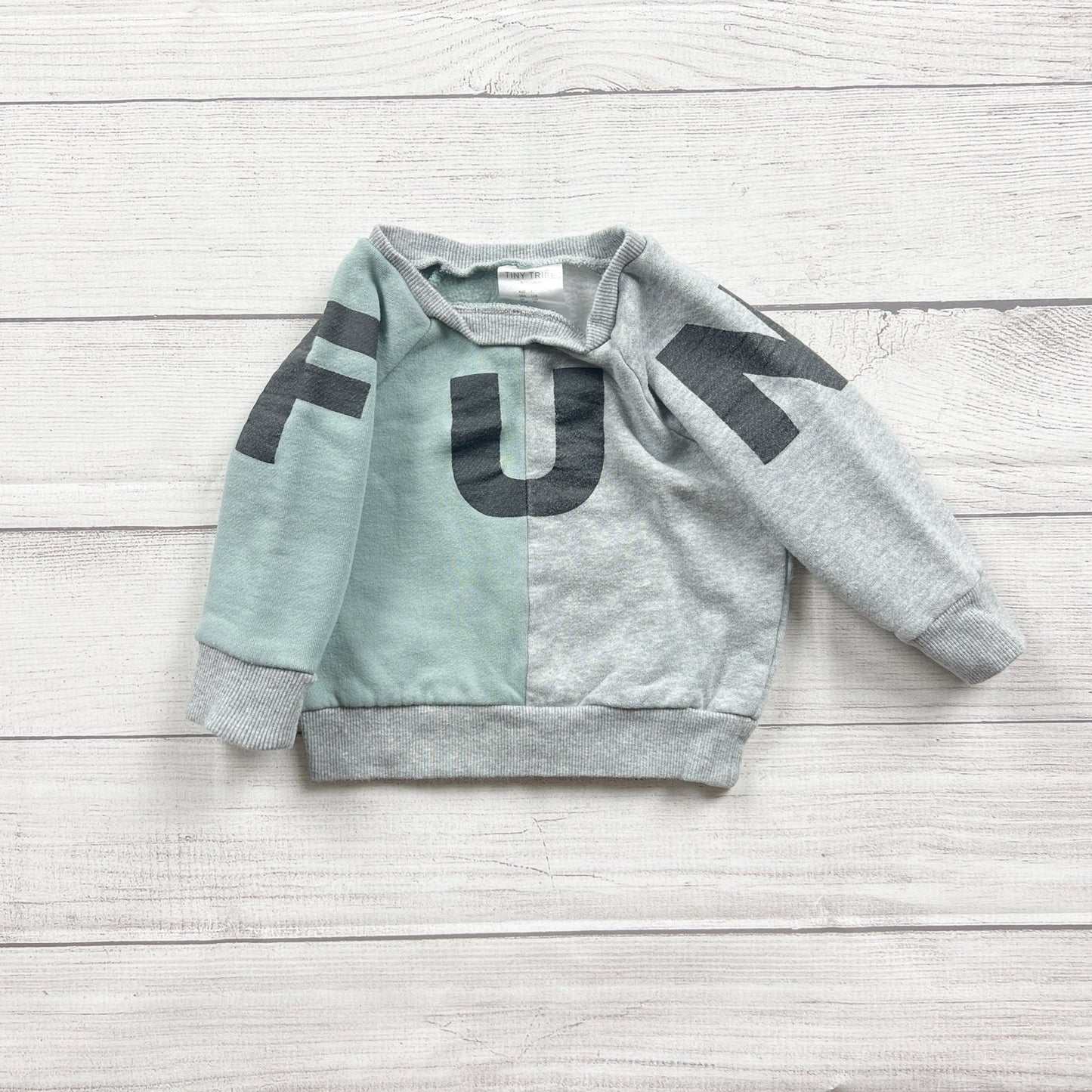 Tiny Tribe Baby Sweatshirt Fun Graphic Long Sleeve Crewneck 9-12 Months