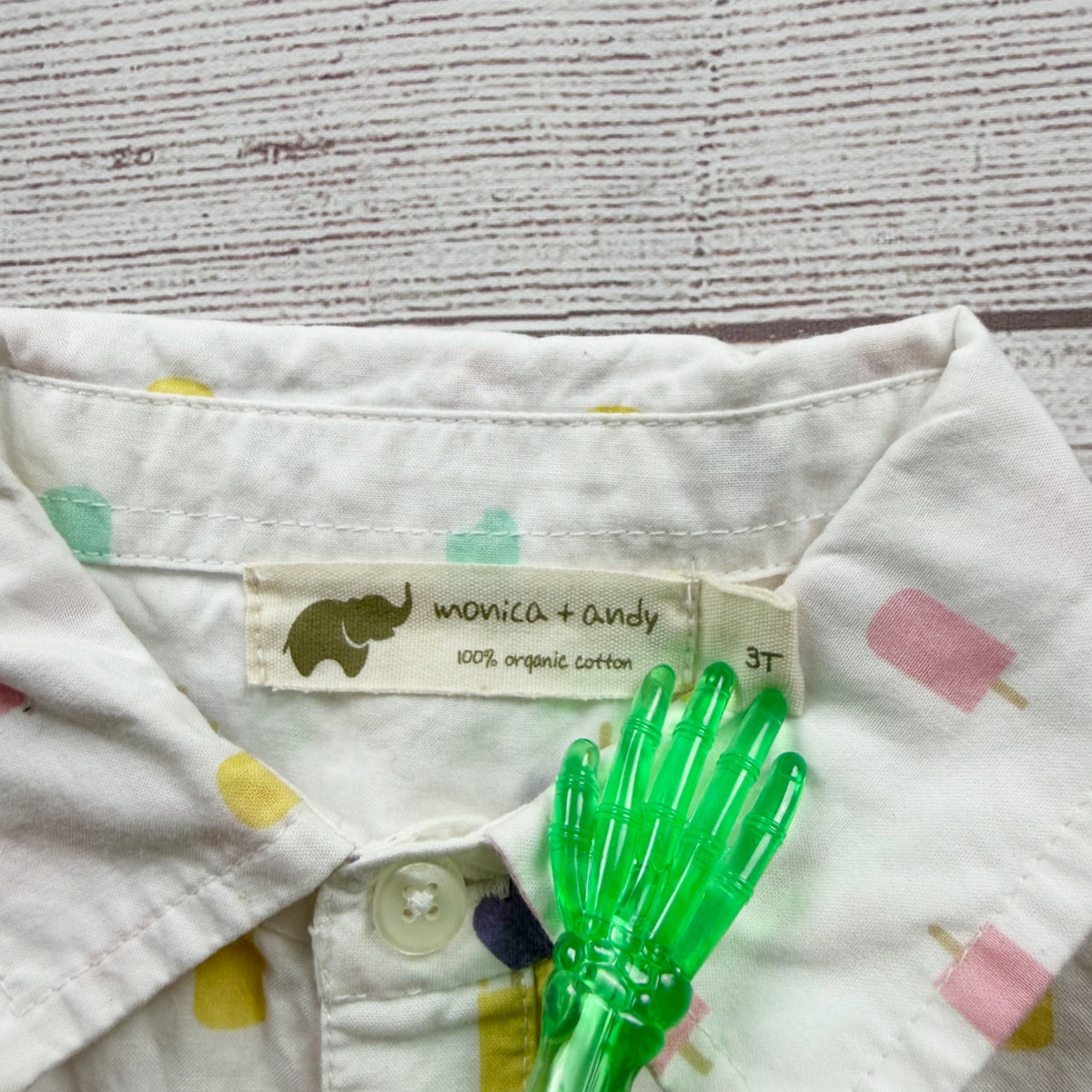 Monica + Andy Organic Cotton Popsicle Print Short Sleeve Button Up Shirt 3T