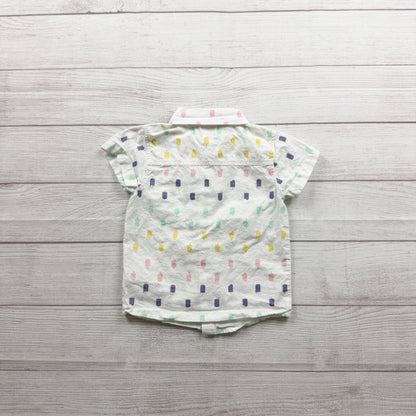 Monica + Andy Organic Cotton Popsicle Print Short Sleeve Button Up Shirt 3T