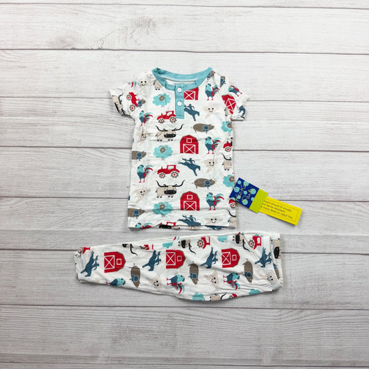KicKee Pants Kids Farm Print Two Piece Pajama Set Snug Fit Bamboo Blend NWT 2T