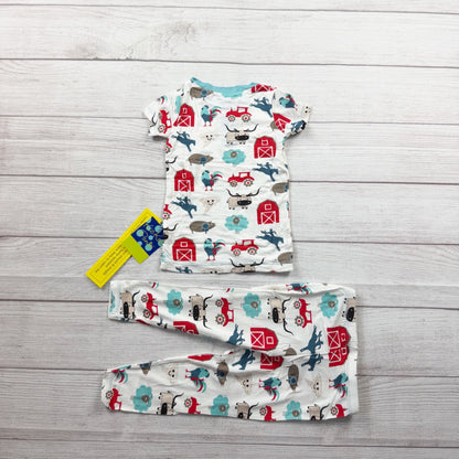 KicKee Pants Kids Farm Print Two Piece Pajama Set Snug Fit Bamboo Blend NWT 2T