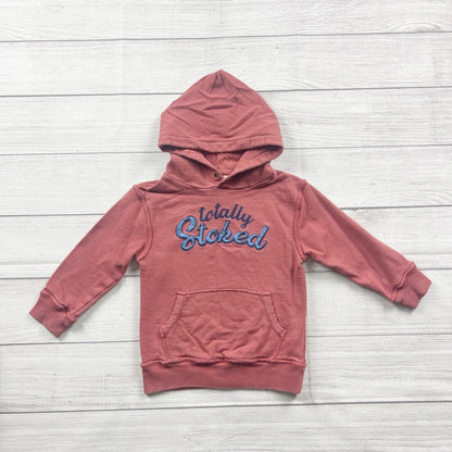 Peek Kids Toddler Hoodie “Totally Stoked” Graphic Pullover Kangaroo Pocket 3T