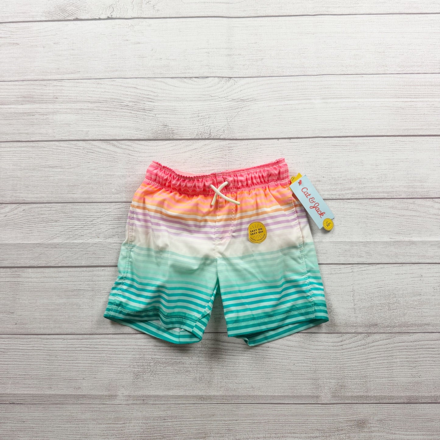 Cat & Jack Boys Multicolor Striped Swim Trunks Lined NWT XS 4-5