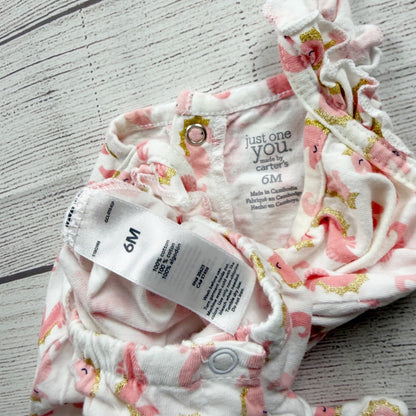 Just One You Carter's Seahorse Romper Baby Girl Pink Gold Sleeveless 3-6 Months