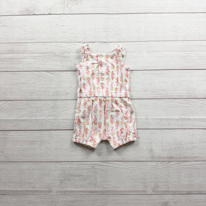 Just One You Carter's Seahorse Romper Baby Girl Pink Gold Sleeveless 3-6 Months