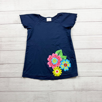 Hanna Andersson Girls Navy Blue Flower Graphic Tunic Top Short Sleeve 10