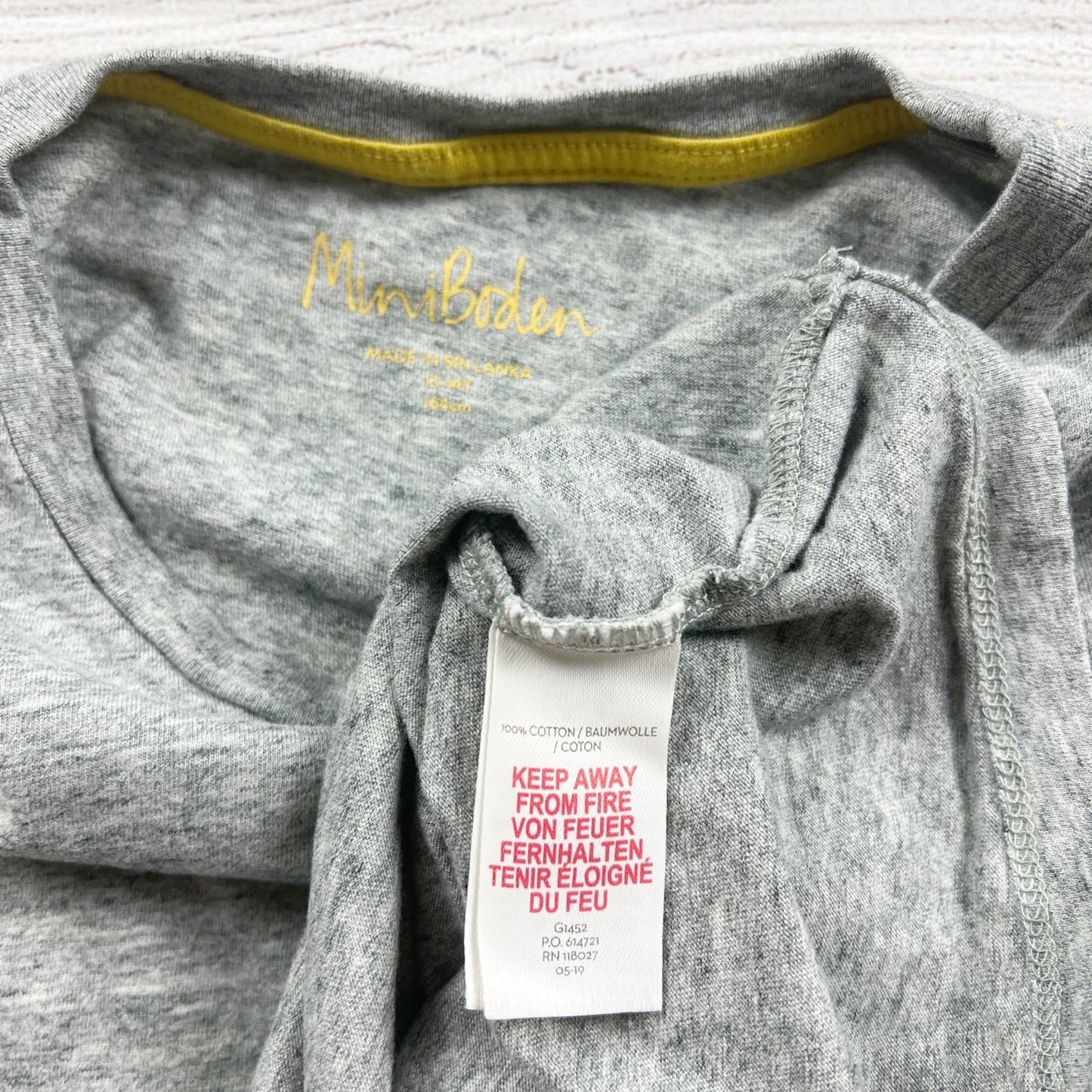 Mini Boden Kids T-Shirt Gray Unicorn Pocket Graphic Short Sleeve Top 13-14